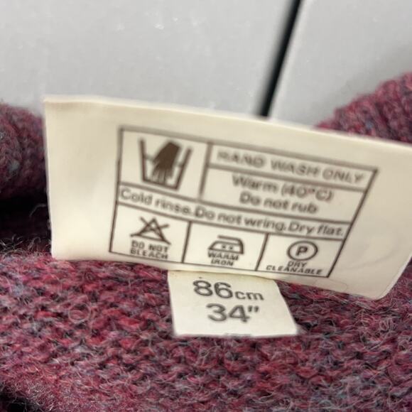 The Edinburgh Woollen Mill Cardigan Womens 34 S Red Shetland Wool Knit - FLAW - Picture 5 of 15